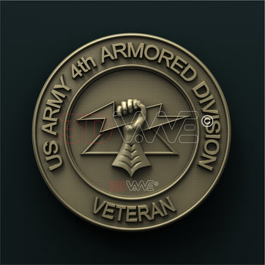 US ARMY 4th ARMORED DIVISION 3D STL 3DWave